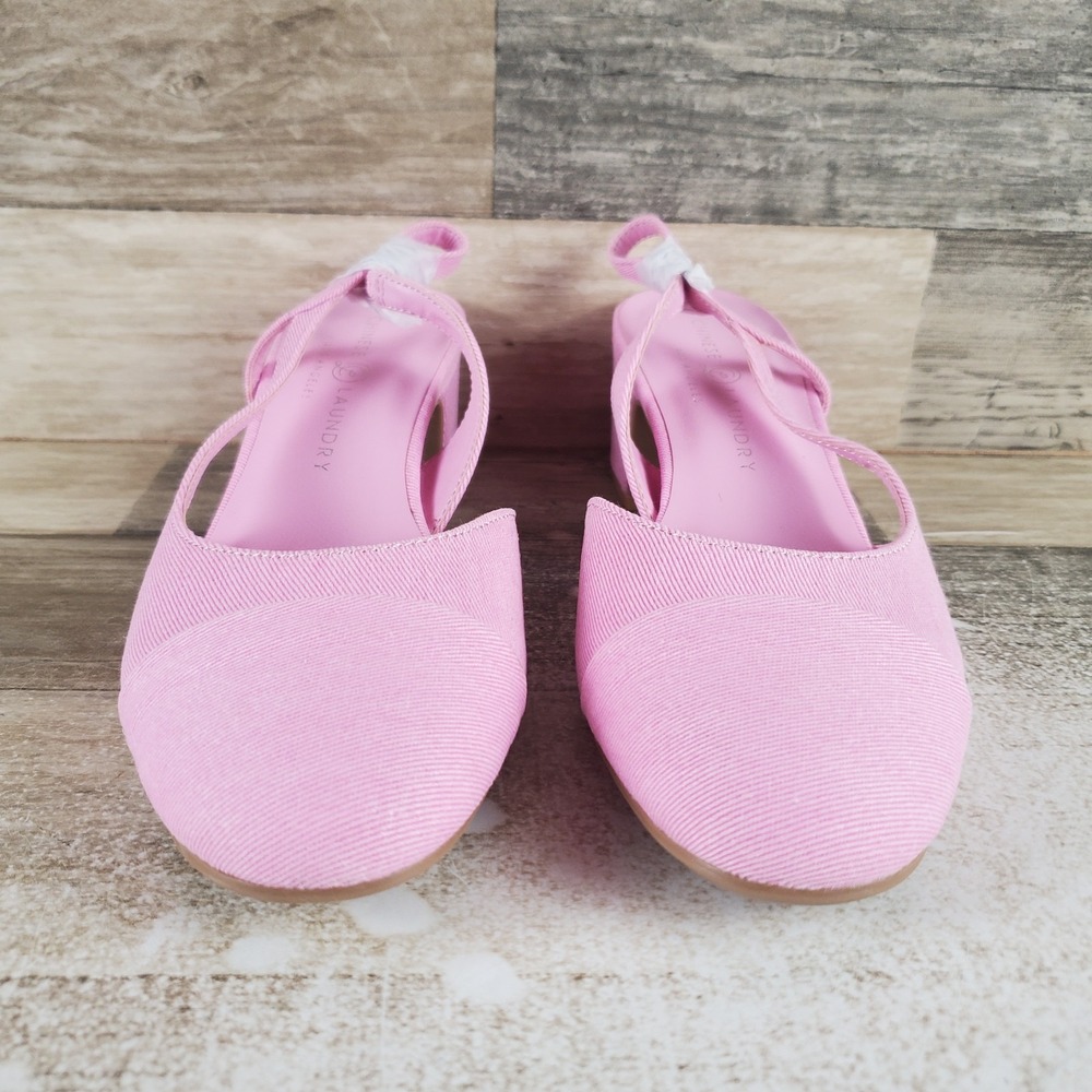 Chinese Laundry Rozie Womens Heel Pumps Sz 7.5 M Pink Denim Slingback Block Heel - Picture 2 of 10